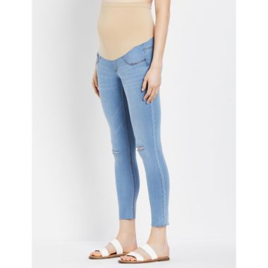 Motherhood Maternity&reg; Stretch Ankle Maternity Jeggings in Light Wash. View a larger version of this product image.
