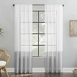 Clean Window® Color Block Accent Anti-Dust Sheer Window Curtain Panel