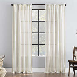 Clean Window® Leno Weave Stripe Anti-Dust Sheer 84-Inch Window Curtain Panel in Ecru