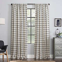 Clean Window® Twill Plaid Anti-Dust Sheer Linen Blend 84-Inch Window Curtain Panel in Black