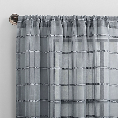 Clean Window&reg; Striped Accent Anti-Dust Sheer 84-Inch Window Curtain Panel in Storm. View a larger version of this product image.