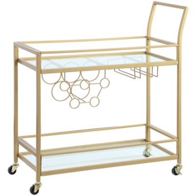 FirsTime & Co. Gold Francesca Bar Cart, Glam, Metal, 30 x 13 x 32.5 in