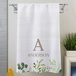 Spring Greenery Monogram Personalized 30-Inch x 60-Inch Bath Towel