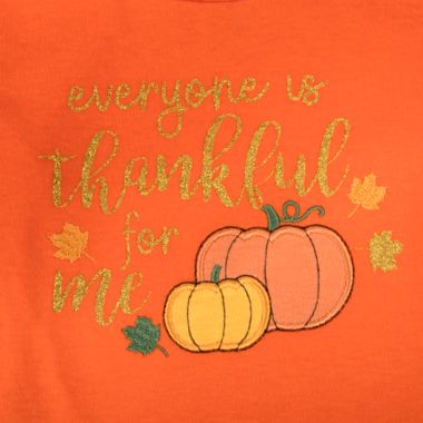 Baby Essentials&reg; Size 3T Thankful For Me Thanksgiving Long Sleeve T-Shirt in Orange. View a larger version of this product image.