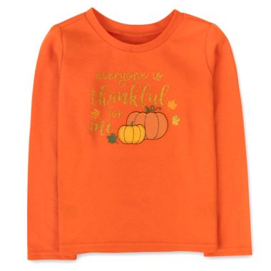 Baby Essentials&reg; Size 3T Thankful For Me Thanksgiving Long Sleeve T-Shirt in Orange. View a larger version of this product image.