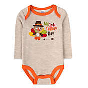 Baby Essentials&reg; Newborn My 1st Turkey Day Long Sleeve Bodysuit in Oatmeal