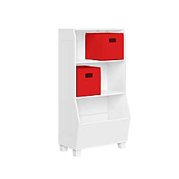 RiverRidge Home® 23-Inch Kids Bookcase and Toy Organizer in White with Red Bins