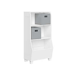 RiverRidge Home® 23-Inch Kids Bookcase and Toy Organizer in White with Grey Bins
