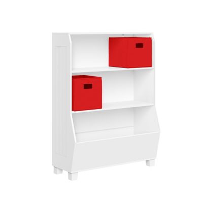RiverRidge Home&reg; Kids 34-Inch Bookcase and Toy Organizer in White with Red Bins