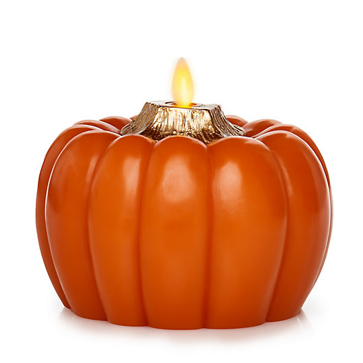 Alternate image 1 for Luminara® Moving Flame® Flameless Pumpkin Candle in Gold