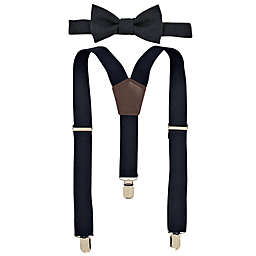 Infant/Toddler Suspenders &amp; Bowtie Set in Navy/Black Plaid