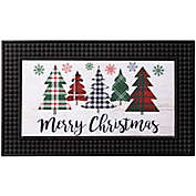 Plaid Christmas Trees 18-Inch x 30-Inch LED Doormat in Grey