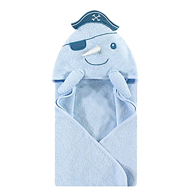 Hudson Baby&reg; Narwhal Hooded Towel in Blue. View a larger version of this product image.