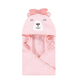 Hudson Baby® Cotton Bear Face Animal Hooded Towel in Pink