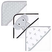 Hudson Baby&reg; 3-Pack Modern Elephant Hooded Towel Set in Grey