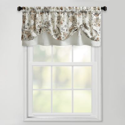 B&W Double Layered Jacobean Floral Valance