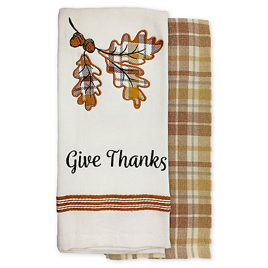 Alternate image 1 for Give Thanks Plaid Kitchen Towels (Set of 2)