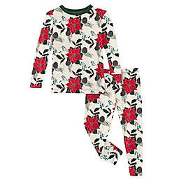 KicKee Pants® Christmas Floral 2-Piece Pajama Set in Red