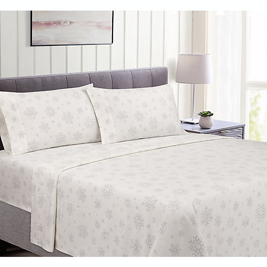Alternate image 1 for Bee & Willow™ Cotton Flannel Twin Sheet Set in Snowflake