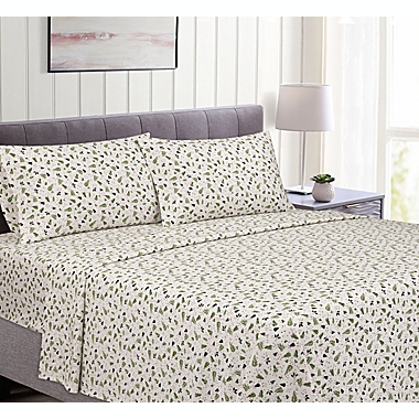Bee &amp; Willow&trade; Cotton Flannel King Sheet Set in Christmas Foliage. View a larger version of this product image.