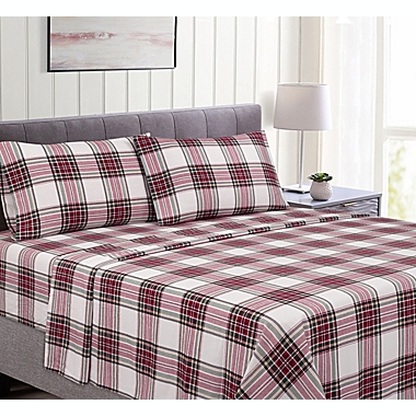 Bee &amp; Willow&trade; Cotton Flannel Queen Sheet Set in Christmas Plaid. View a larger version of this product image.