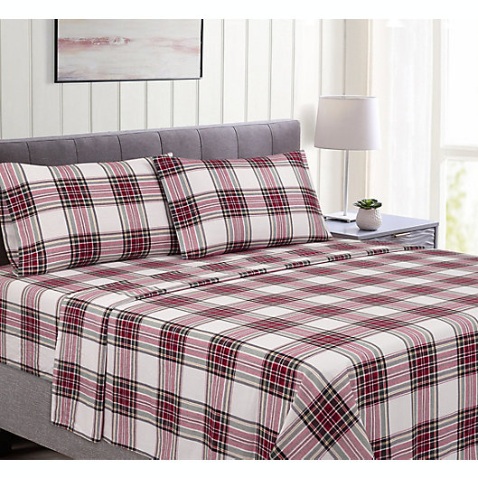 Alternate image 1 for Bee & Willow™ Cotton Flannel Queen Sheet Set in Christmas Plaid