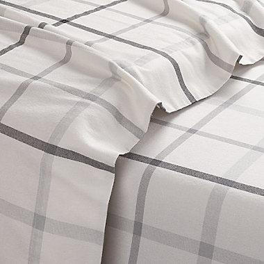 Bee &amp; Willow&trade; Cotton Flannel Queen Sheet Set in Grey Tattersall. View a larger version of this product image.