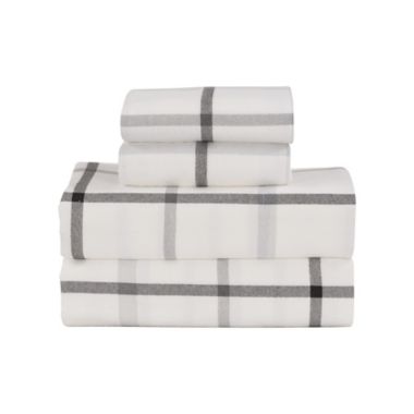 Bee &amp; Willow&trade; Cotton Flannel Queen Sheet Set in Grey Tattersall. View a larger version of this product image.