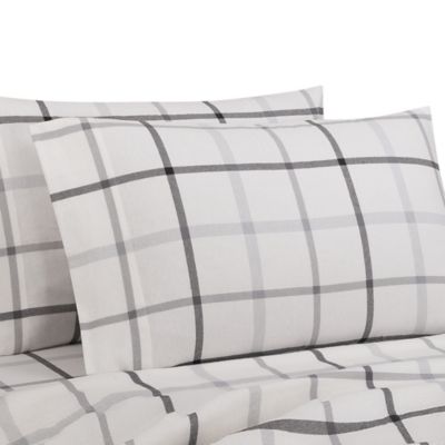 Bee &amp; Willow&trade; Cotton Flannel Standard/Queen Pillowcases in Grey Tattersall (Set of 2)