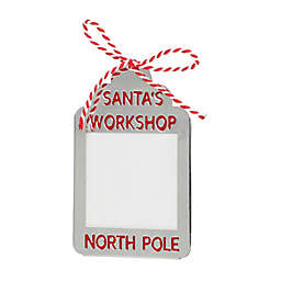 4.1-Inch Santa's Workshop Metal Photo Holder Christmas Ornament in Silver/Red