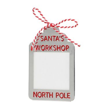 4.1-Inch Santa&#39;s Workshop Metal Photo Holder Christmas Ornament in Silver/Red. View a larger version of this product image.