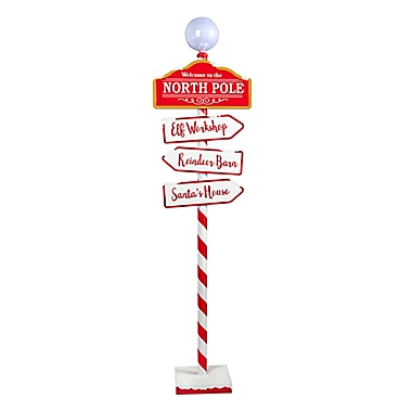 H for Happy&trade; 59.8-Inch North Pole LED Lamp Post in Red/White. View a larger version of this product image.