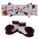 Alternate image 0 for So 'dorable Size 0-12M 2-Piece Floral Bow Headwrap and Bootie Set in Ivory