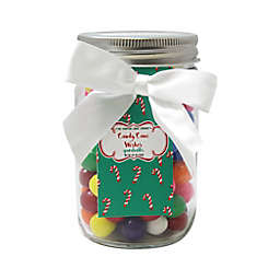Candy Cane Wishes 6 oz. Peppermint Puff Candy in Glass Mason Jar