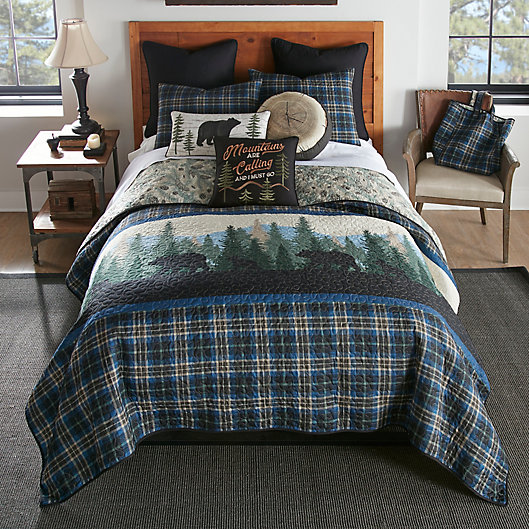 Alternate image 1 for Donna Sharp® Bear Journey 2-Piece Reversible Twin Quilt Set in Blue
