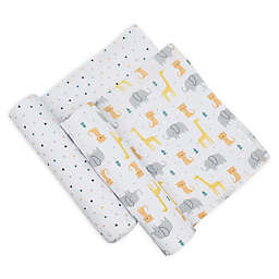 Living Textiles Baby 2-Pack Animal Parade Cotton Muslin Swaddle/Stroller Blankets