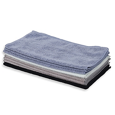Simply Essential&trade; 10-Pack Microfiber Cloth in Black/Blue. View a larger version of this product image.