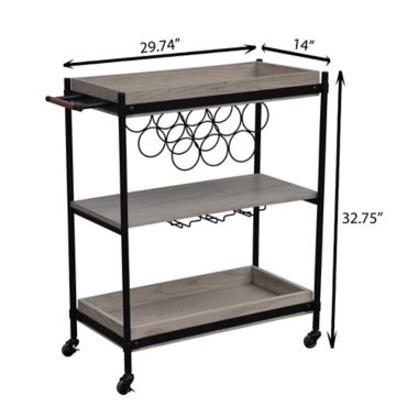 Bee &amp; Willow&trade; Bar Cart with Wine Rack in Natural/Black. View a larger version of this product image.