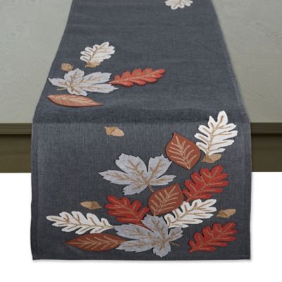 Autumn Leaves Embroidered 108-Inch Table Runner