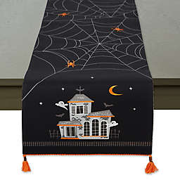 Haunted House 70-Inch Embellished Table Runner in Black