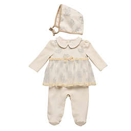 Baby Starters® Size 3M 2-Piece Butterfly Footie and Bonnet Set in Grey/White