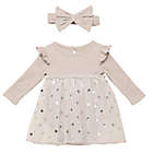 Alternate image 0 for Baby Starters&reg; 2-Piece Dot Dress and Headband Set in Grey