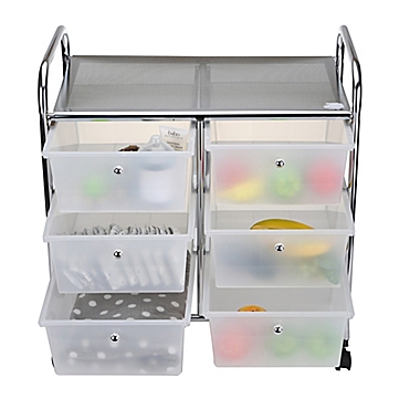 Mind Reader 9-Drawer Rolling Utility Cart in White/Silver. View a larger version of this product image.