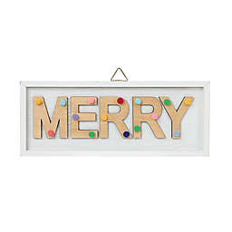 H for Happy™ Pom Pom Painted "Merry" Sign in White