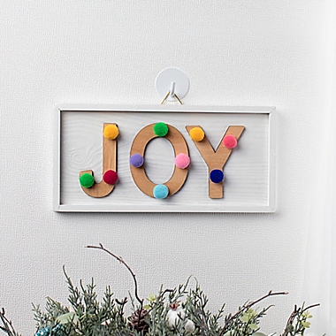 H for Happy&trade; Pom Pom Painted &quot;Joy&quot; Sign in White. View a larger version of this product image.