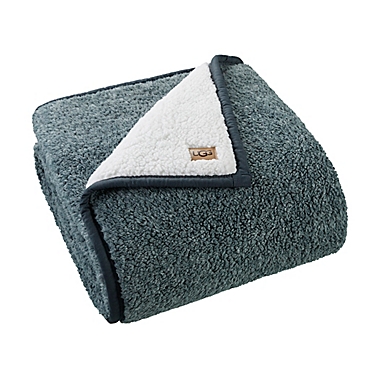UGG&reg; Melange Classic Sherpa Throw Blanket in Dark Green. View a larger version of this product image.