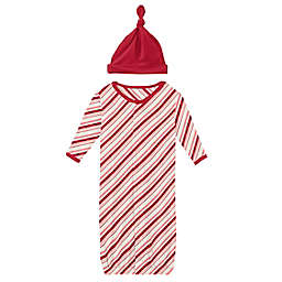 KicKee Pants® Preemie 2-Piece Layette Gown and Hat Set in Strawberry Candy Cane Stripe