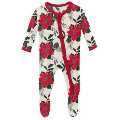 KicKee Pants&reg; Newborn Christmas Floral Ruffled Footie Pajama