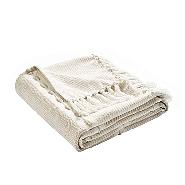 Lush Decor Herringbone Stripe Yarn Dyed Throw Blanket in White/Neutral. View a larger version of this product image.