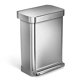simplehuman® 55-Liter RectangularStep Trash Can with Liner Pocket in Brushed Stainless Steel
